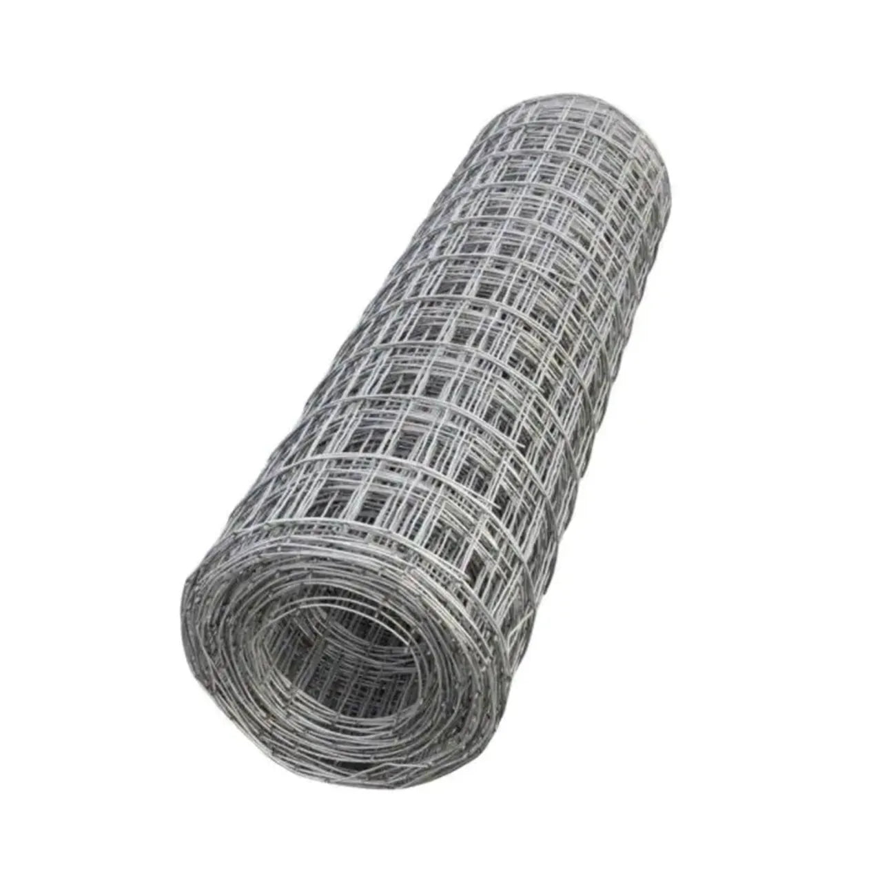 The Go Build 5 ft. x 150 ft. Steel Mesh Roll 10 Ga. features a rectangular welded wire pattern—perfect for concrete slab reinforcement and construction projects.